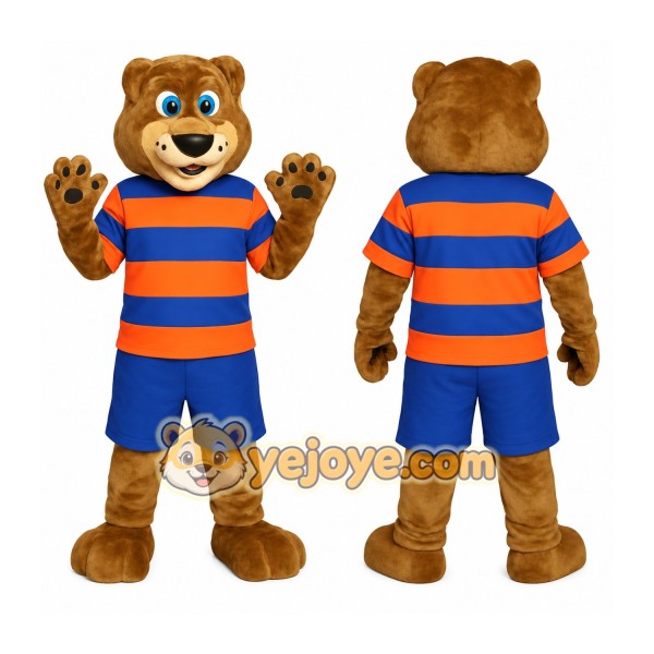 Brown Blue Orange Bear Mascot Costume