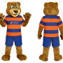 Brown Blue Orange Bear Mascot Costume