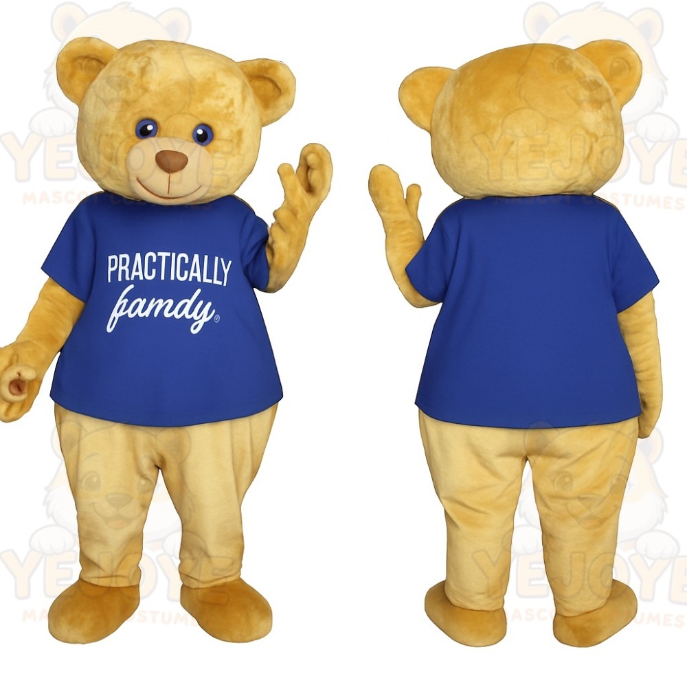 Golden Blue Teddy Bear Mascot Costume