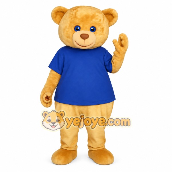 Golden Blue Teddy Bear Mascot Costume