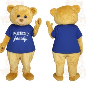 Golden Blue Teddy Bear Mascot Costume