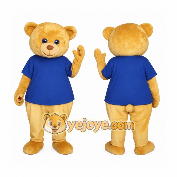 Golden Blue Teddy Bear Mascot Costume