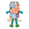 Silver Teal Floral Soda Can Mascot Costume Silver Teal Floral Soda Can Mascot Costume