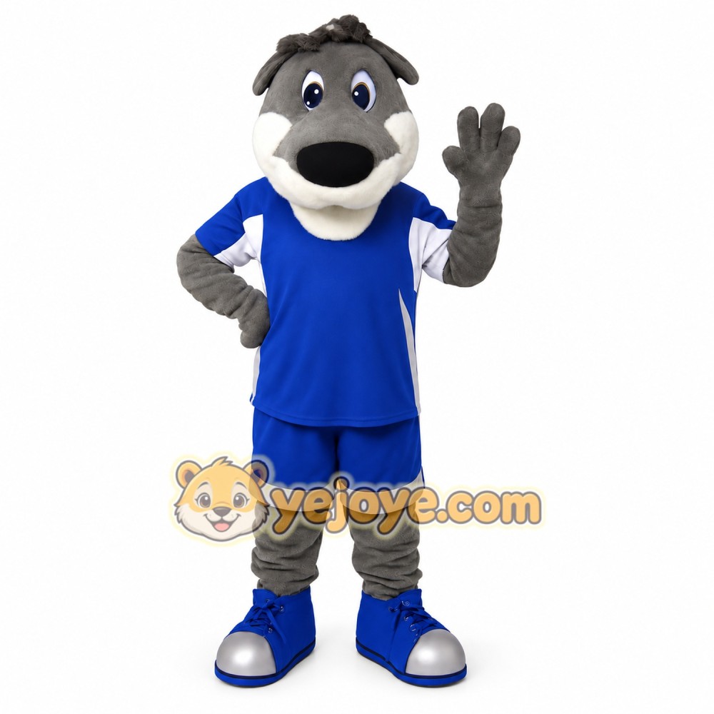 Gray Blue Sports Wolf Mascot Costume
