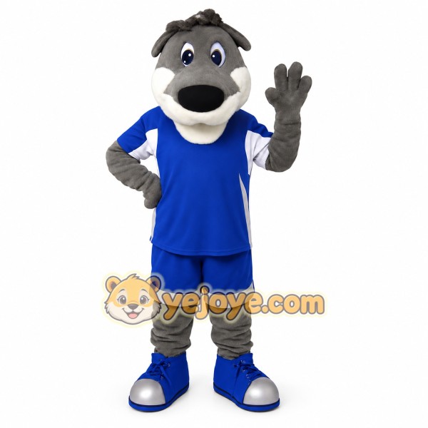 Gray Blue Sports Wolf Mascot Costume