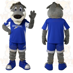 Gray Blue Sports Wolf Mascot Costume