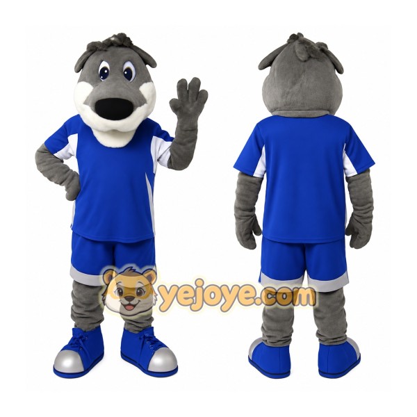 Gray Blue Sports Wolf Mascot Costume