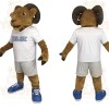 Brown White Blue Ram Sports Mascot Costume