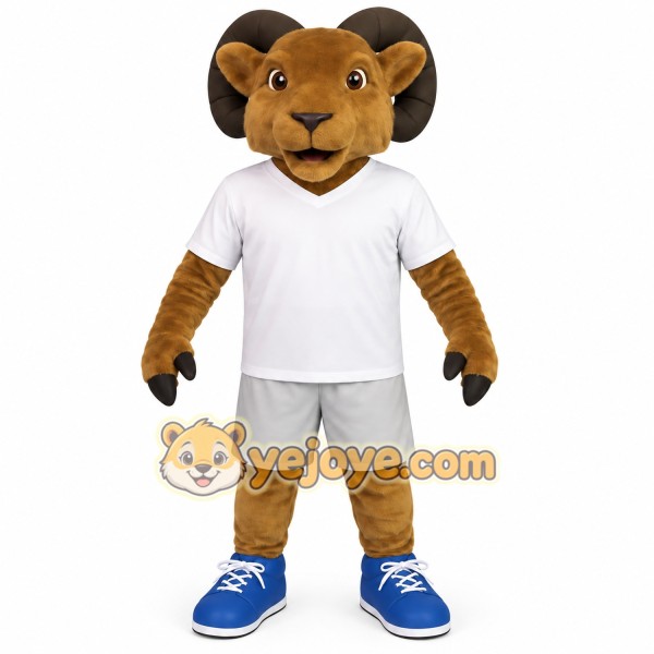 Brown White Blue Ram Sports Mascot Costume Brown White Blue Ram Sports Mascot Costume