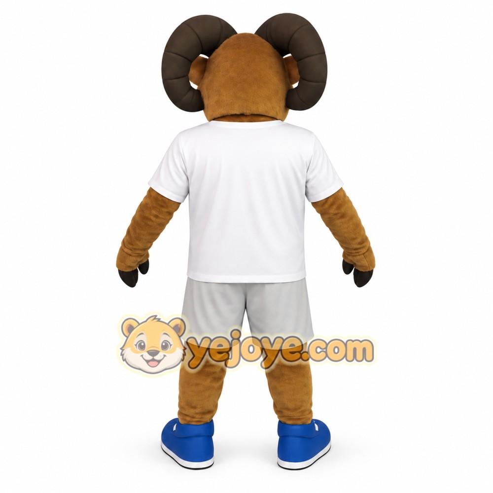 Brown White Blue Ram Sports Mascot Costume Brown White Blue Ram Sports Mascot Costume