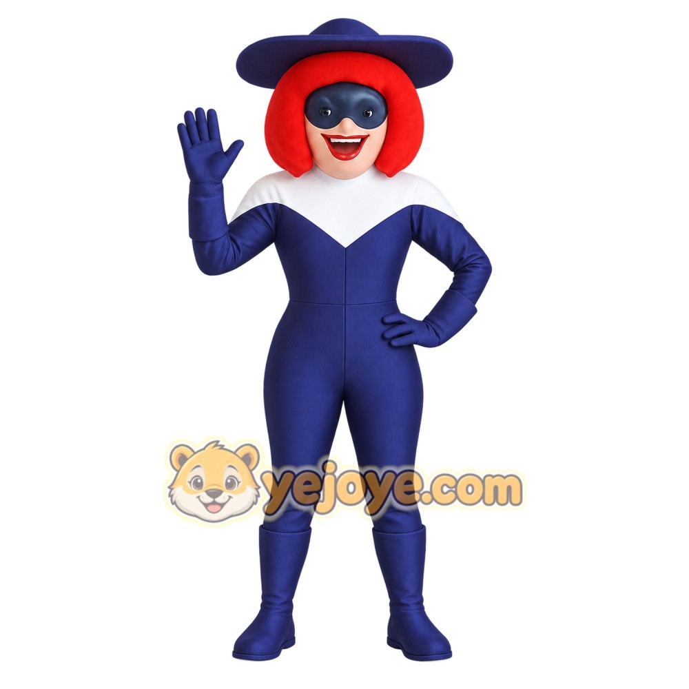 Navy White Superhero Mascot Costume Navy White Superhero Mascot Costume