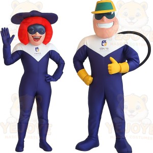 Navy White Superhero Mascot Costume