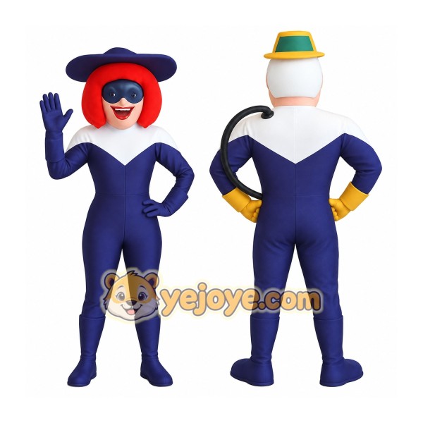 Navy White Superhero Mascot Costume