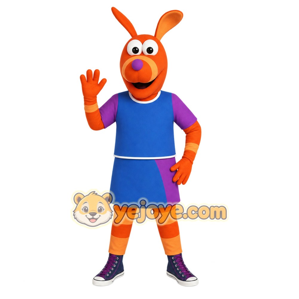 Orange Blue Purple Kangaroo Mascot Costume