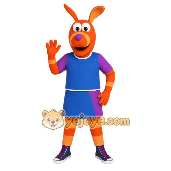 Orange Blue Purple Kangaroo Mascot Costume