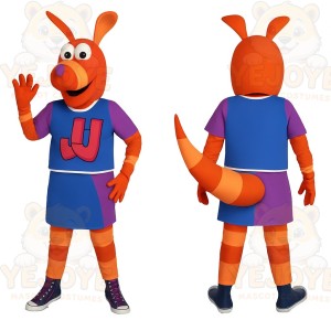 Orange Blue Purple Kangaroo Mascot Costume
