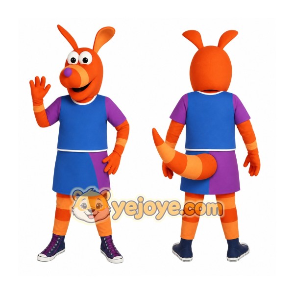 Orange Blue Purple Kangaroo Mascot Costume