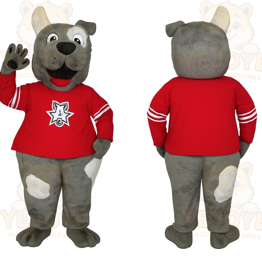 Gray Red White Dog Mascot Costume