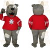 Gray Red White Dog Mascot Costume