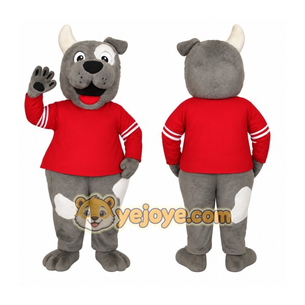 Gray Red White Dog Mascot Costume