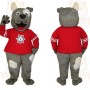 Gray Red White Dog Mascot Costume