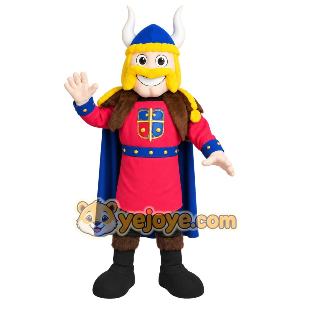 Red Blue Yellow Viking Warrior Mascot Costume Red Blue Yellow Viking Warrior Mascot Costume