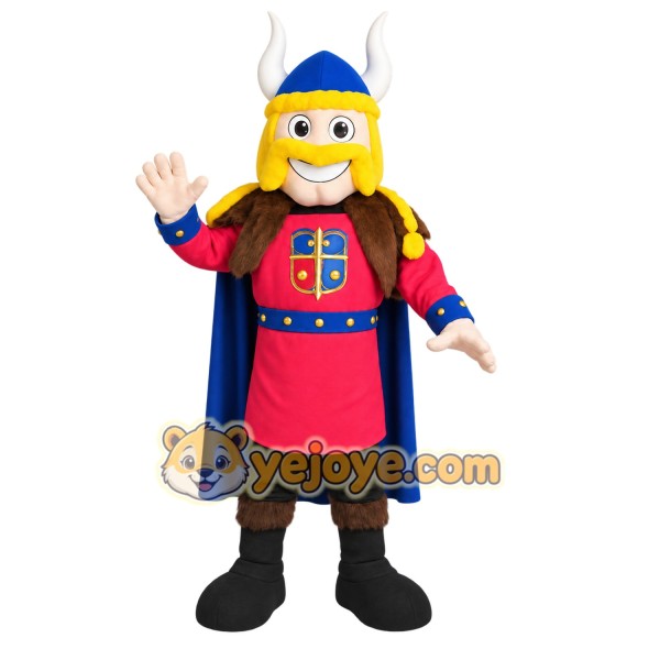 Red Blue Yellow Viking Warrior Mascot Costume