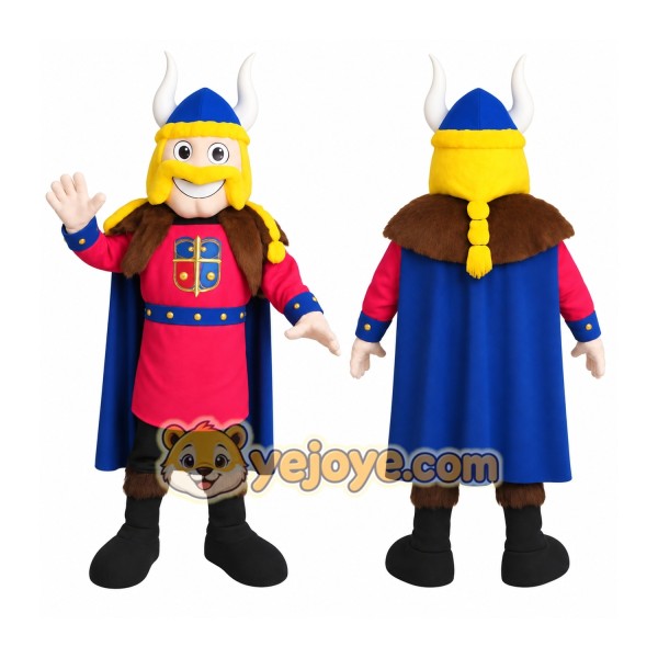 Red Blue Yellow Viking Warrior Mascot Costume