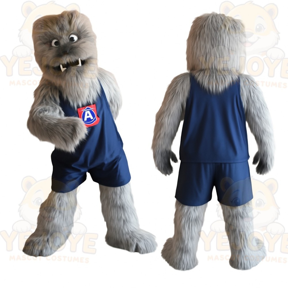 Gray Navy Basketball Yeti Mascot Costume