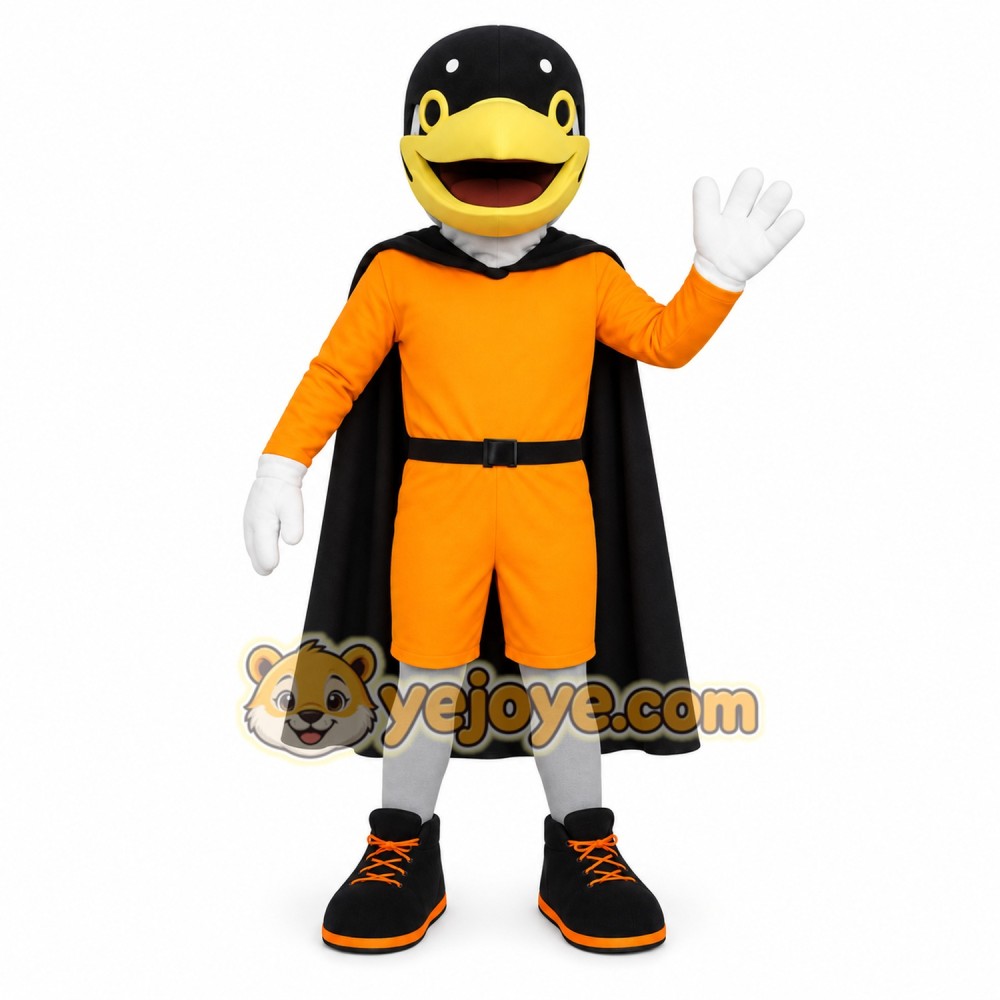 Orange Black Bird Superhero Mascot Costume Orange Black Bird Superhero Mascot Costume