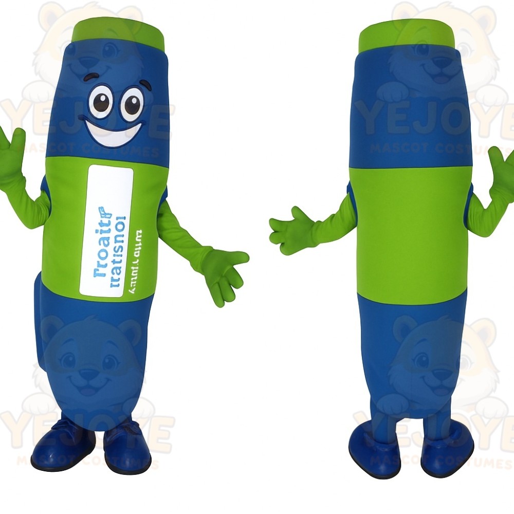Blue Green Smiling Highlighter Mascot Costume
