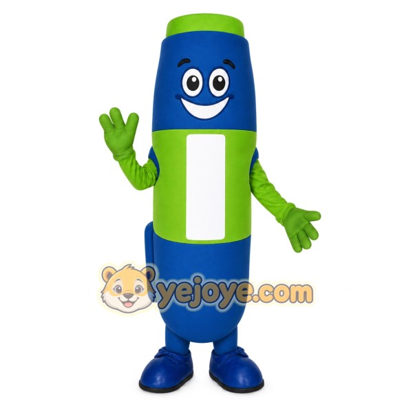 Blue Green Smiling Highlighter Mascot Costume