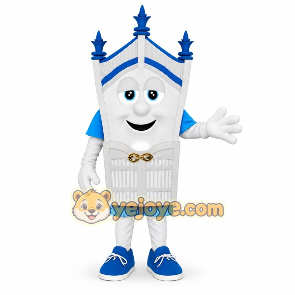White Blue Bridge Mascot Costume