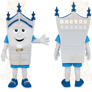 White Blue Bridge Mascot Costume