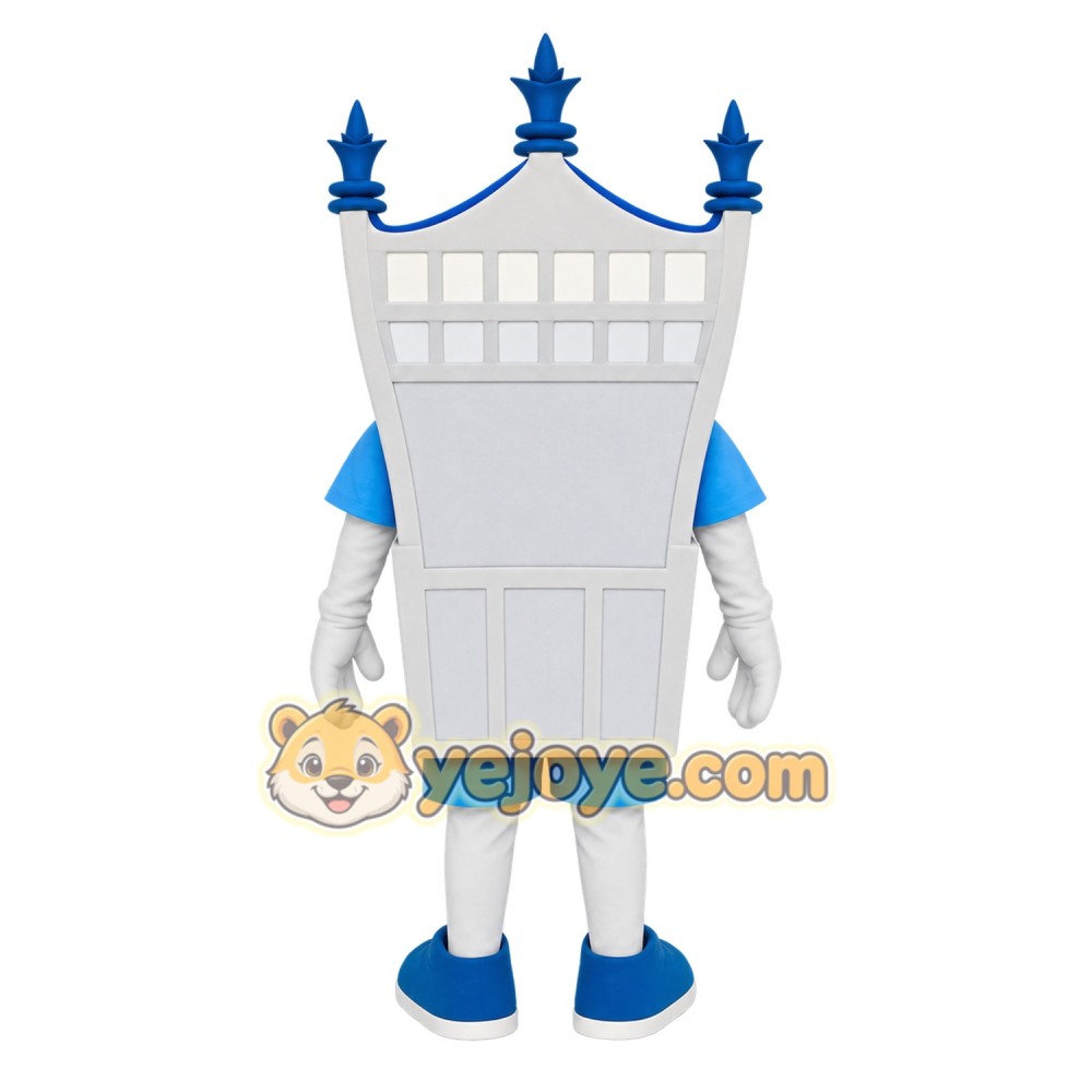 White Blue Bridge Mascot Costume White Blue Bridge Mascot Costume