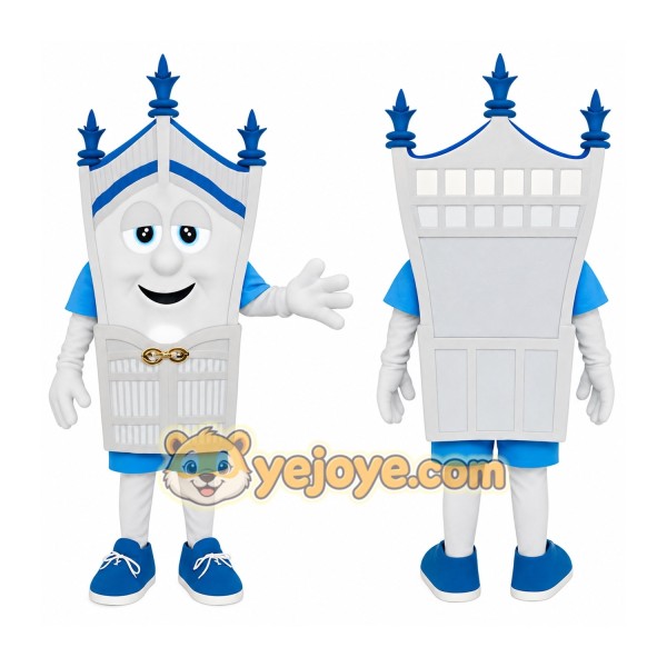 White Blue Bridge Mascot Costume