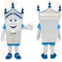 White Blue Bridge Mascot Costume