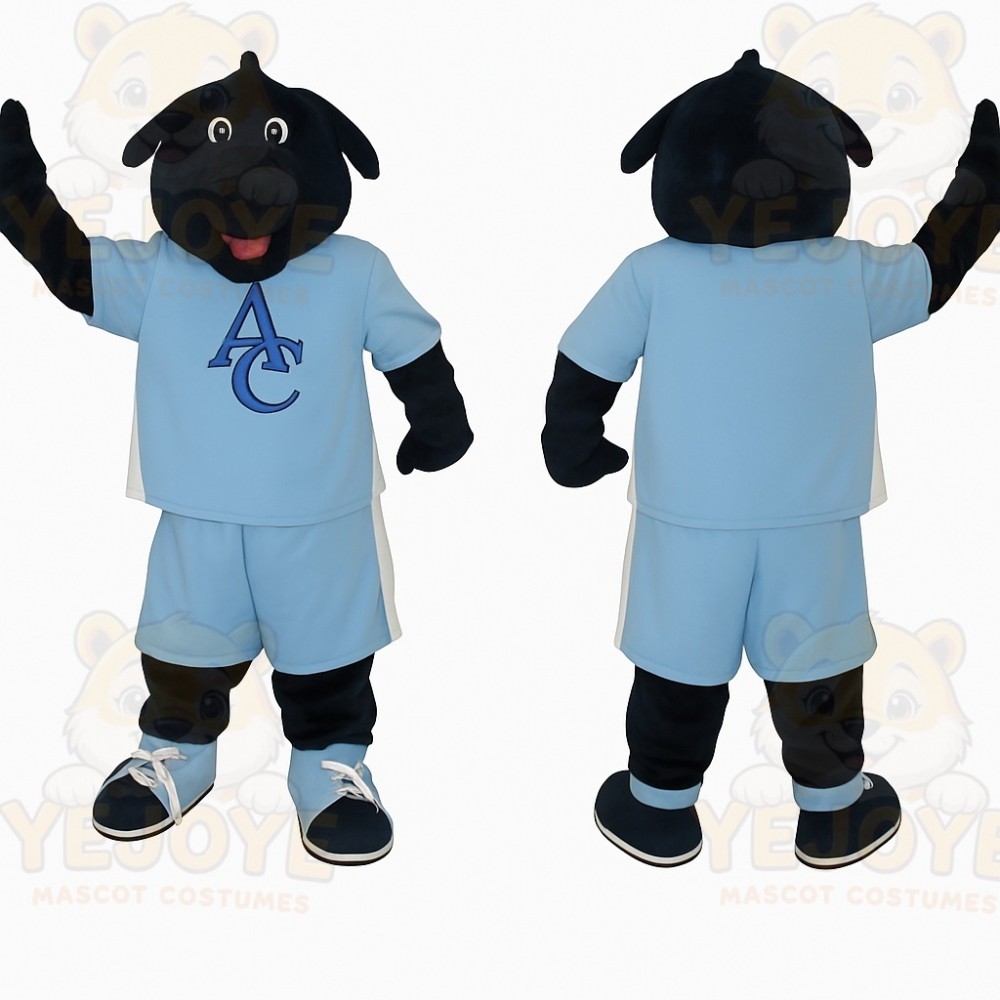 Black Light Blue Sports Dog Mascot Costume