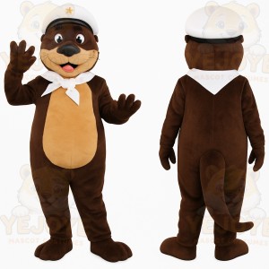 Brown Tan White Sailor Otter Mascot Costume