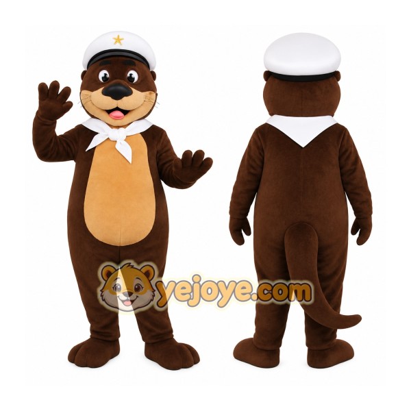 Brown Tan White Sailor Otter Mascot Costume