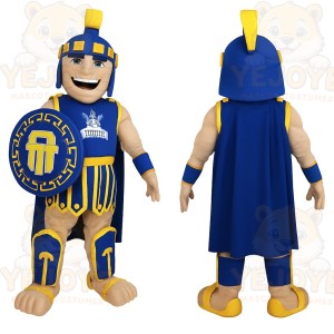 Blue Yellow Spartan Warrior Mascot Costume