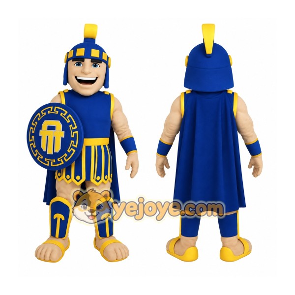 Blue Yellow Spartan Warrior Mascot Costume