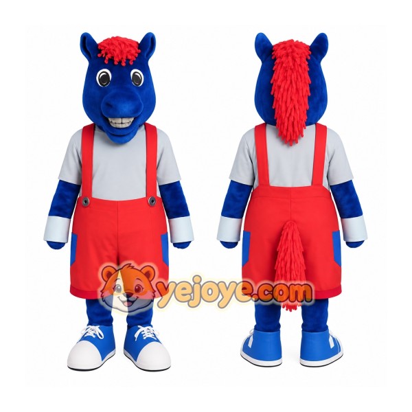Blue Red Horse Mascot Costume