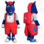 Blue Red Horse Mascot Costume