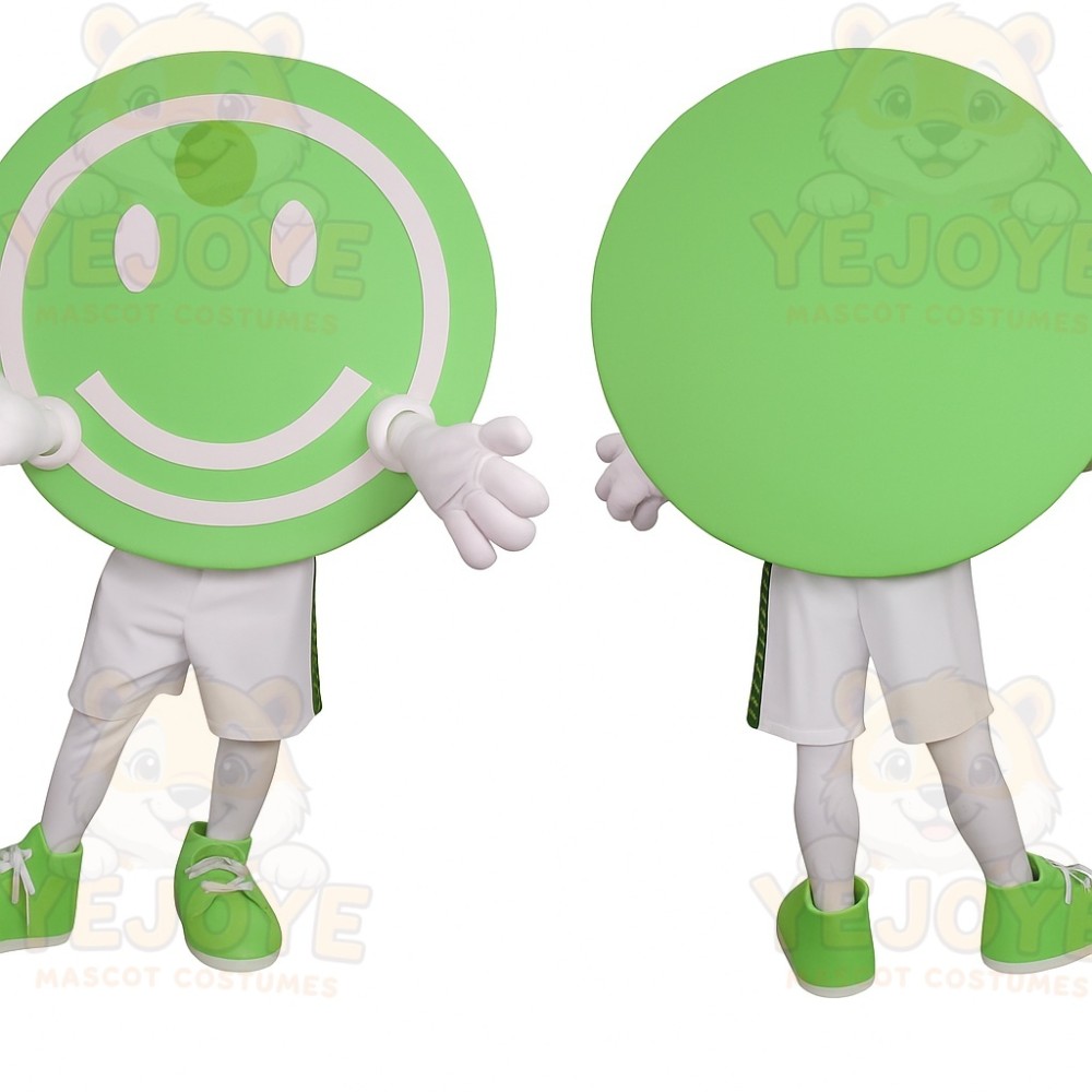 Green White Smiley Face Mascot Costume