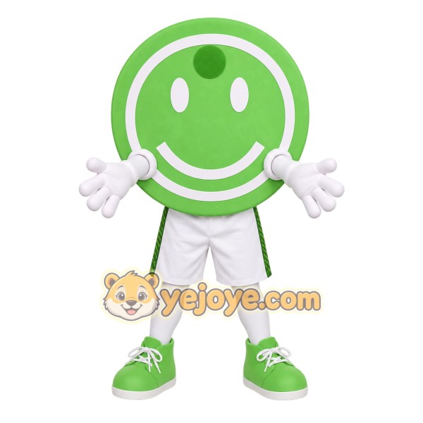 Green White Smiley Face Mascot Costume