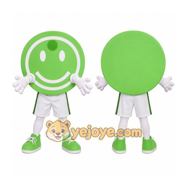 Green White Smiley Face Mascot Costume