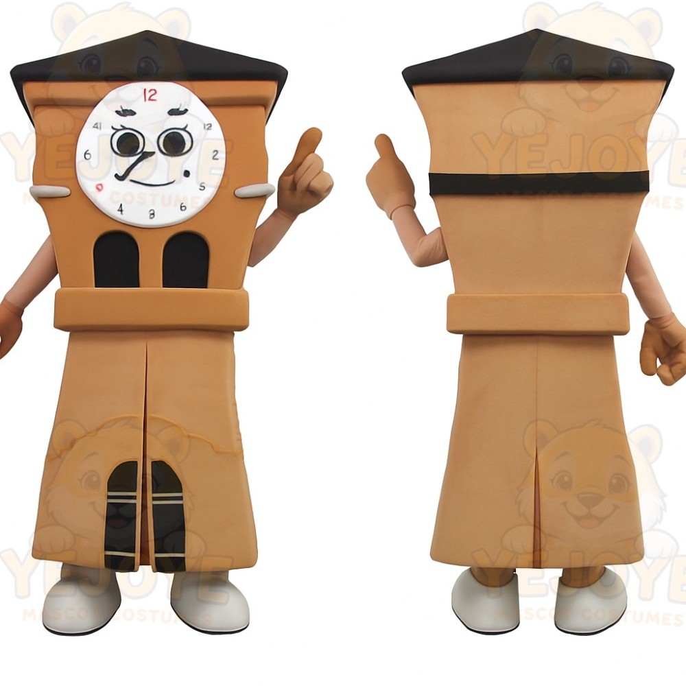 Tan Black Grandfather Clock Mascot Costume