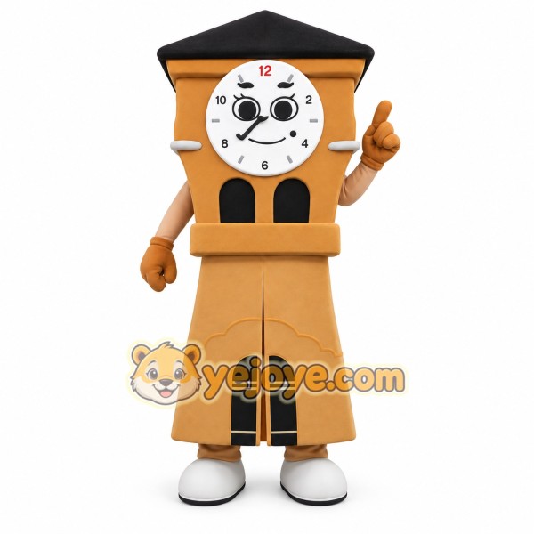 Tan Black Grandfather Clock Mascot Costume