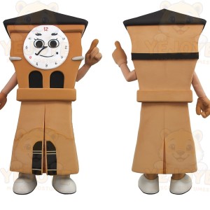 Tan Black Grandfather Clock Mascot Costume